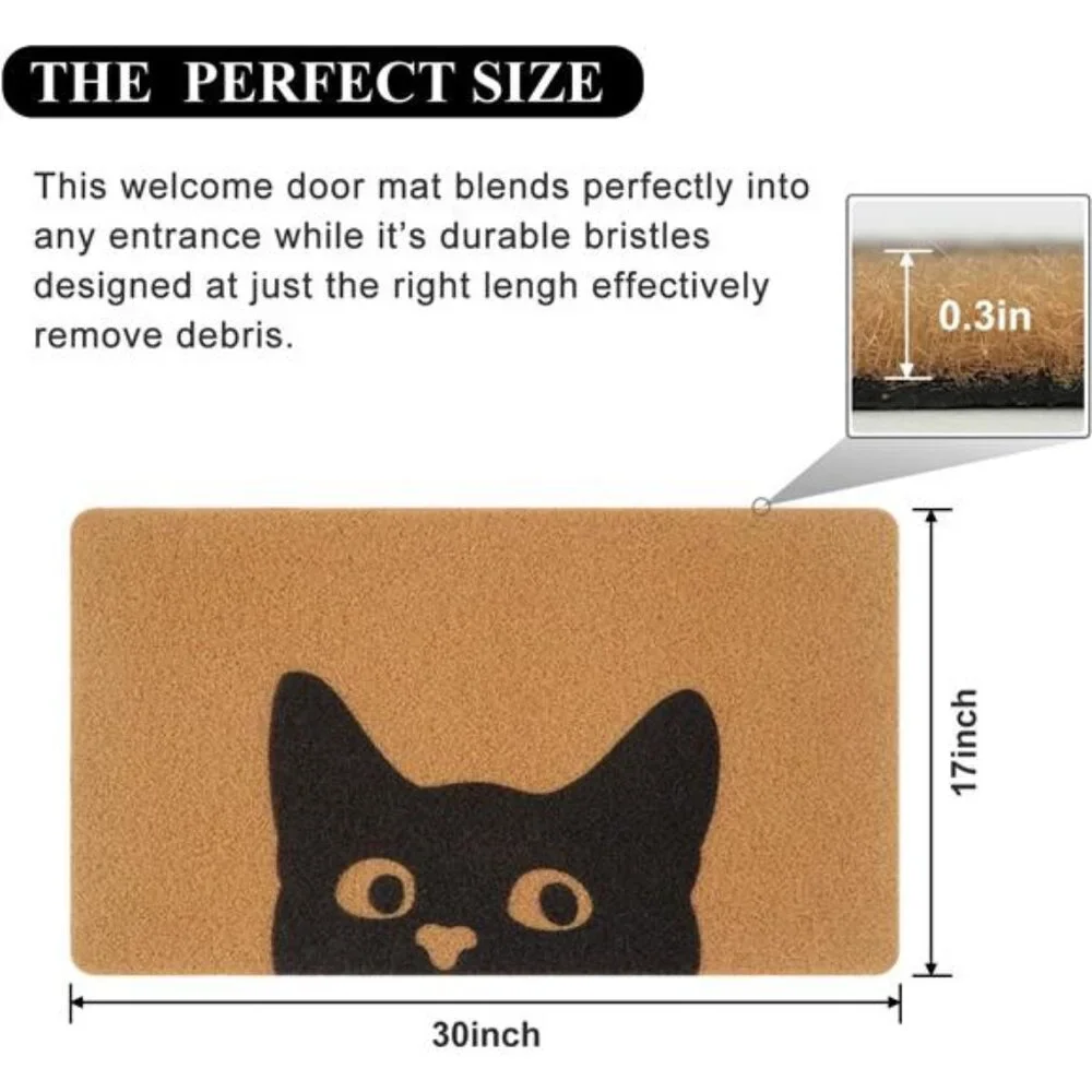 Door Mat Outdoor Indoor Welcome Mats, Cute Cat Front Doormat, Non Slip Rugs